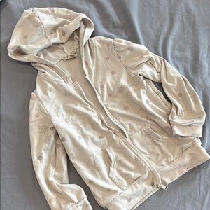 Cream Hooded Zip-Up Jacket